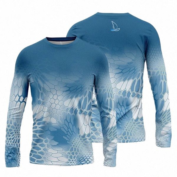 Fi Erkekler Baskı Tişört LG Kollu Balıkçı Gömlek - Nefes Alabilir, UV Protecti Dış Hava Spor Crewneck Tops 6xl U0DK#