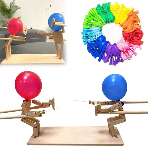 Criativo bambu batalha balão jogo de madeira esgrima fantoches para emocionante balão luta diversão inovador poke balão brinquedo 240314