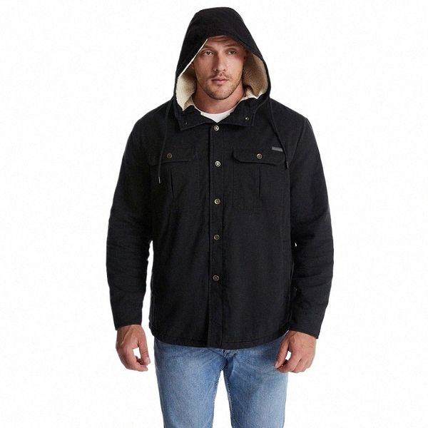 2024 Novo outono inverno homens jaqueta quente adicionar velo forrado parka masculino casaco grosso com capuz zipado plus size EUA blusão preto cinza z2hr #