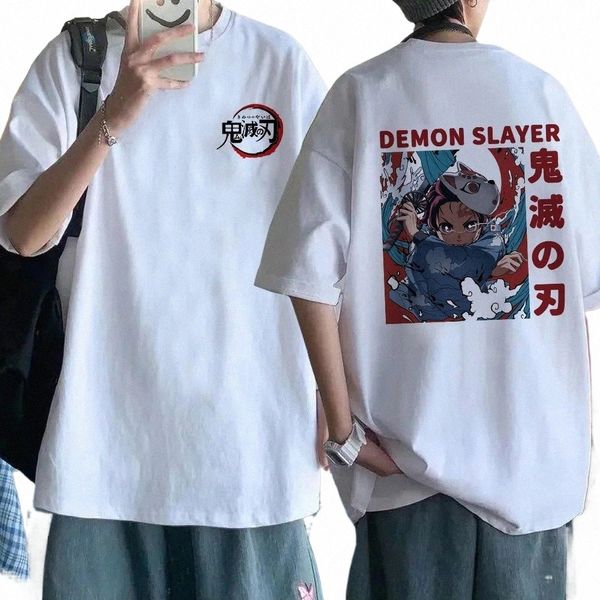 2024 Dem Slayer T Shirt Homens Kimetsu No Yaiba Kawaii Anime Carto Blade of Loose Confortável Mangas Curtas Camiseta Gráfico L8Sa #