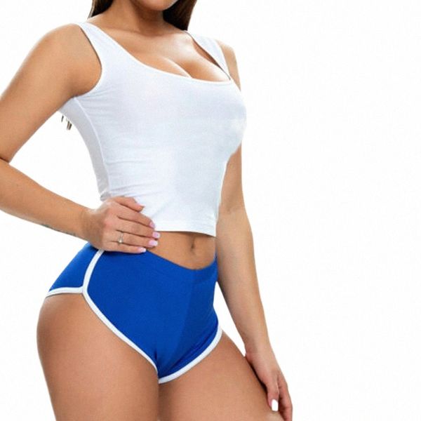 Kadın Spor Yoga Düşük Yüksek Şort Fitn Çalışma Egzersiz Salonu Sıcak Pantolon Artı Bottom Plaj Pantolonları Fi Solid Ladies Şort E8ry#