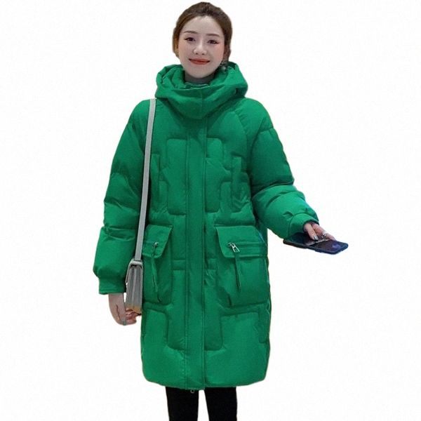 Novo coreano feminino com capuz parker casaco de inverno outerwear lg acolchoado jaqueta feminina grosso quente para baixo cott jaquetas marrom q5ns #