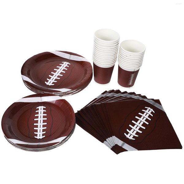 Akşam yemeği setleri futbol kağıt tabak dekoratif rugby sofra parti peçeteleri benzersiz oyun kiti festival tabakları