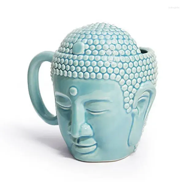 Tazze Buddha Mug Head Ceramica Caffè Tazza da tè Zen Home Office Decorazione e buona fortuna Acqua 450 ml Creativo