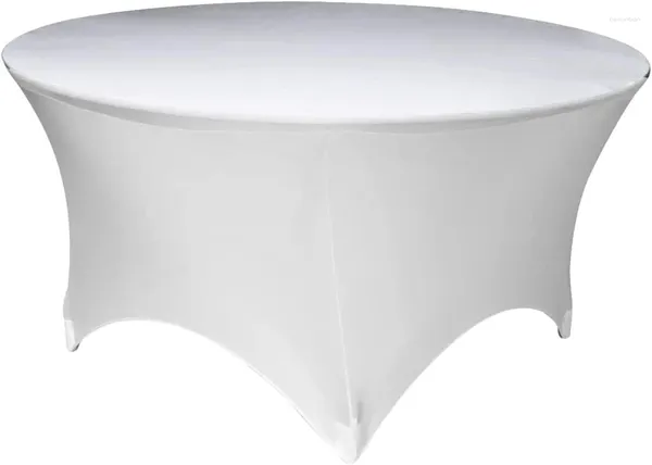 Toalha de mesa 6 pacote 60 polegadas redondo branco tecido spandex toalha de mesa de linho barra de recepção de casamento resistente a manchas e rugas