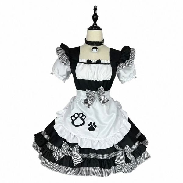 nuovo Cat Girl Maid Costume COSPLAY Costume da donna giapponese carino cameriera in bianco e nero classico cameriera I11h #