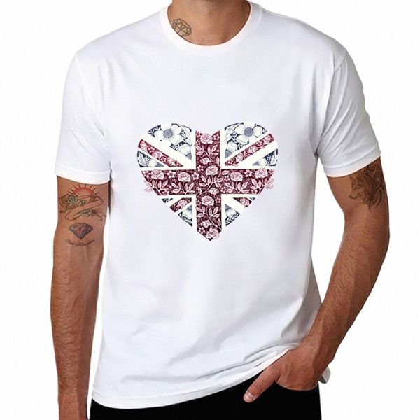 Floral Uni Jack Heart T-Shirt Büyük Boyutlu Büyük Boy Hızlı Kuruyan Erkekler Beyazlar Düz Siyah Tişörtler Erkekler i5nk#
