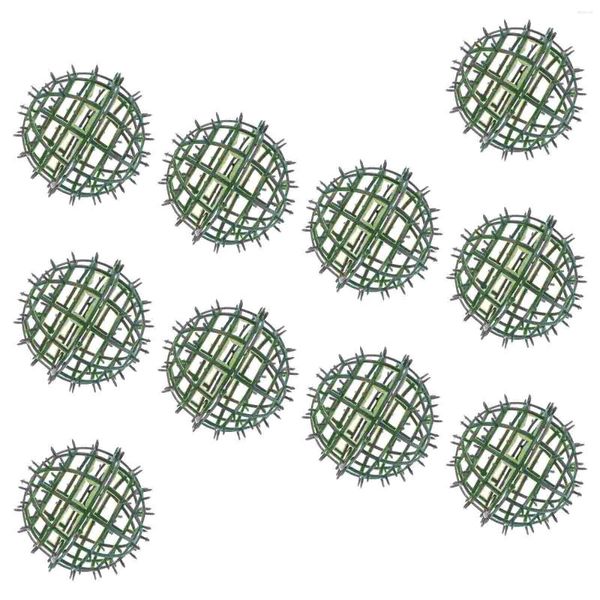 Flores decorativas 10 PCs Plástico Ball Floral Ball Rack Ring String Racks Arranjo Frame Adeços de casamento Ornamento de grama