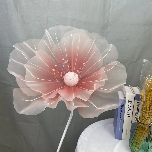 Redes decoração de festa de casamento 1p fio de seda papoula cabeça de flor artificial sala de estar fio gigante janela exibição casa ornamentos fornecimento