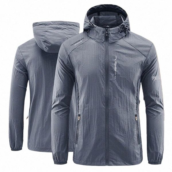 nuova giacca protettiva solare rapida asciugatura esterna estiva leggera da uomo escursionismo pesca ciclismo con cappuccio sport outwear cappotto ultra leggero 83RL #