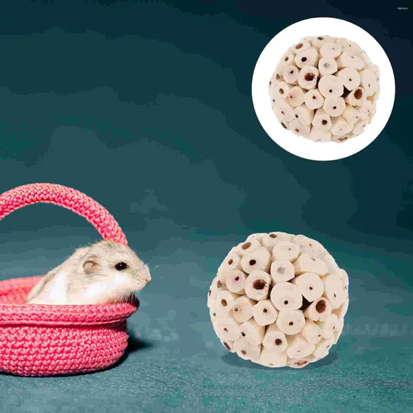 Outros suprimentos de pássaros 6 pcs papagaio forrageamento brinquedo trata mastigando bola hamster brinquedos triturando coelhos de madeira