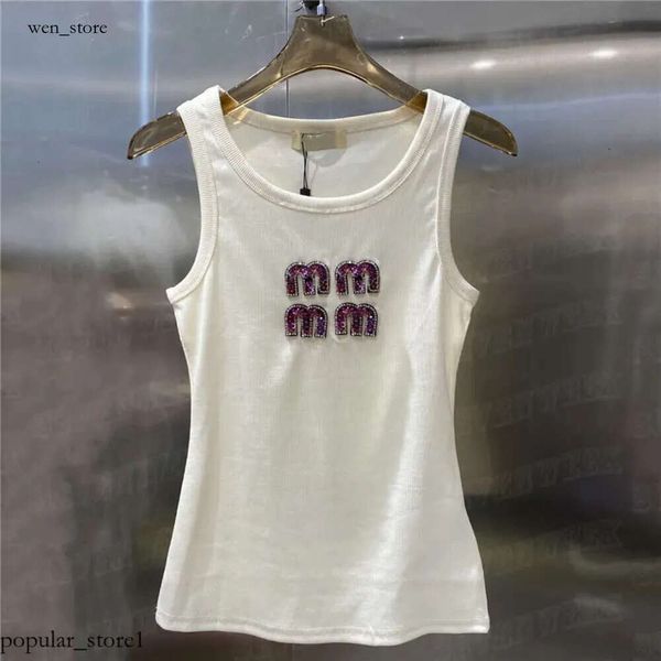 Mui Mui Tank Top Designer Tanks Tops Abgeschnittene Westen Damen T-Shirts Luxus Strass Brief Tank Ärmellose T-Shirts Yoga Sport Weste 24SS Sommer cool sexy 1:1 212