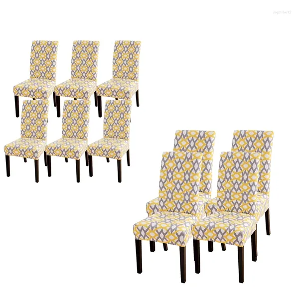 Sandalye kapakları at14 streç çıkarılabilir yıkanabilir mutfak koruyucu yemek odası için el sarı geometrik