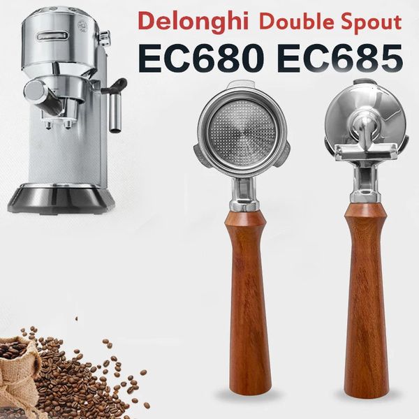 Doppelauslauf 51 mm Kaffee-Siebträger mit 1 2-Tassen-Korb für Delonghi ECO680 ECO685 Kaffeemaschine 240313