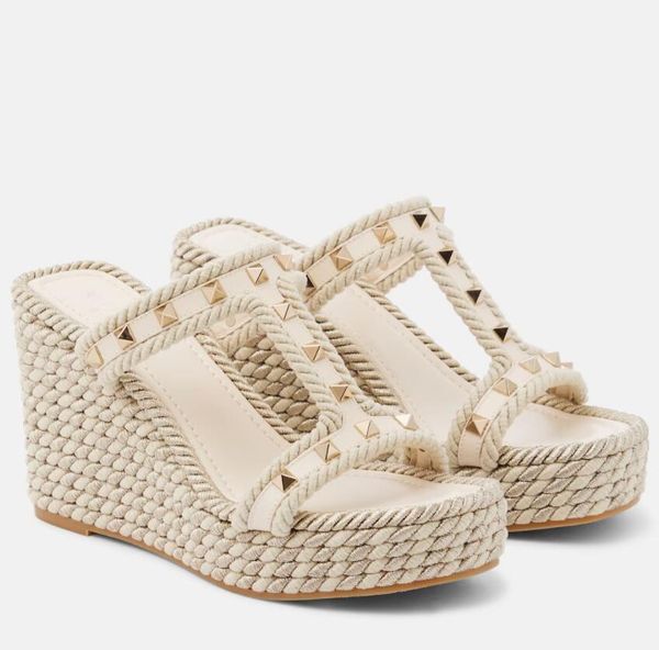 Sandali con zeppa da donna zeppe con zeppa Sandali con zeppa in pelle espadrillas intrecciate 90MM designer di lusso Tacchi con tacco pop Slip open-toe 35-43Box