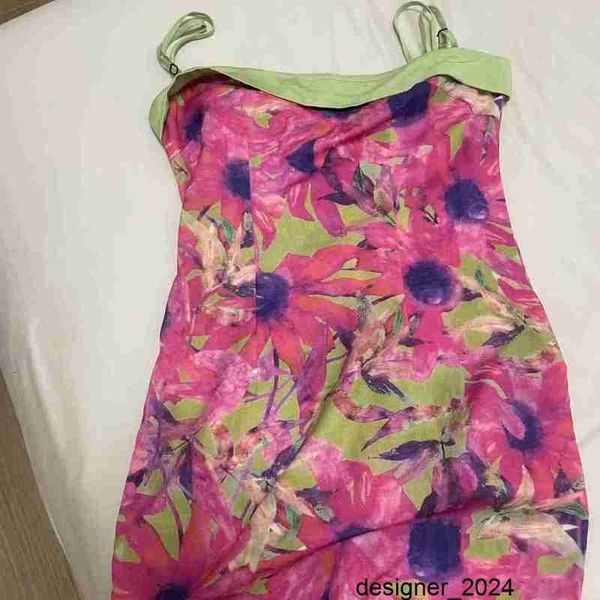 Designer rosa batalha robe nicho design estilo chinês floral impressão retalhos cor contrastante magro ajuste vestido de cintura alta 9738 # xdil