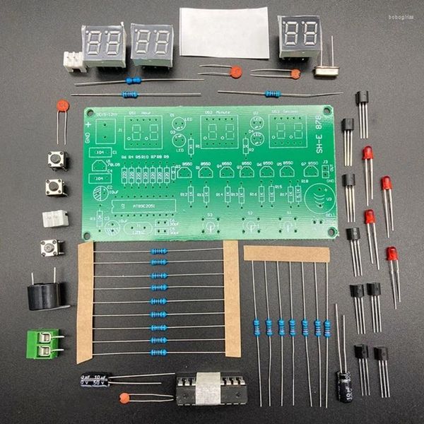 Relógios Acessórios AT89C2051 DC5V-12V 6 Bits LED Kits de Relógio Eletrônico PCB Placa de Aprendizagem de Solda