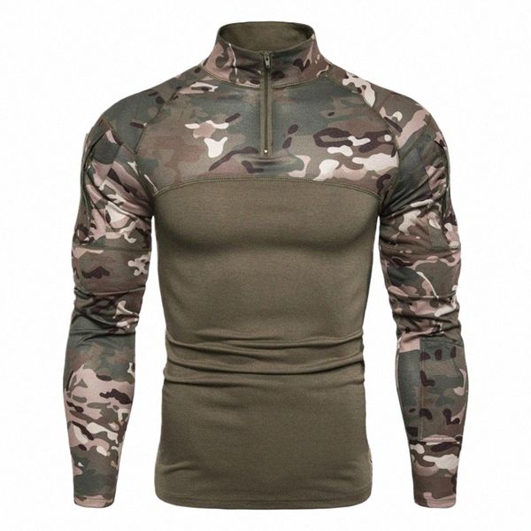Herren US Tactical Combat Schwarz T-Shirt Lg Sleeve CP Camoue Airsoft Shirts Cam Jagd Kleidung Y2sZ #