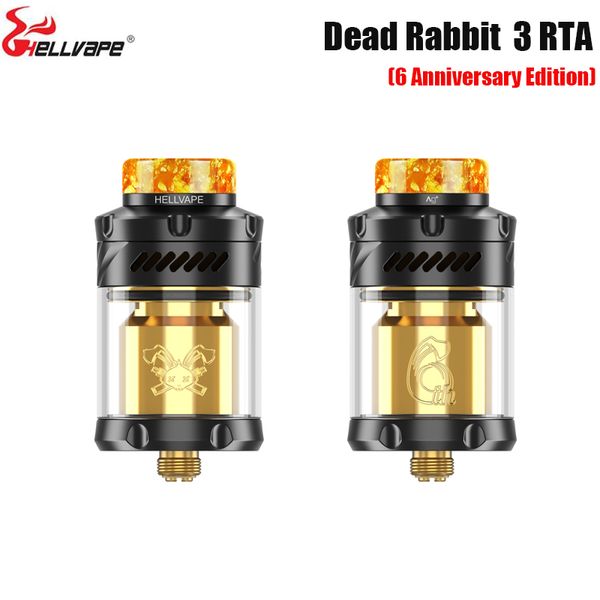 Hellvape Dead Rabbit 3 RTA (6-летие издания) 25 мм 5,5 мл Внутренние соты + прорезной воздушный поток Электронная сигарета Испаритель Аутентичный