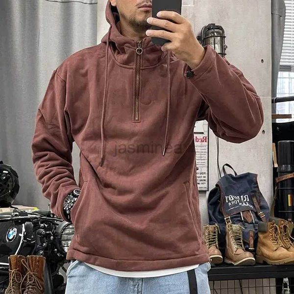 Erkek Hoodies Sweatshirts Erkek Giysileri Erkekler İçin Katı Sweatshirt Yarı Zip Siyah Hoodies Hooded Ucuz Ücretsiz Kargo Düşük Fiyat Tek Parça Emo Sıcak S 24328