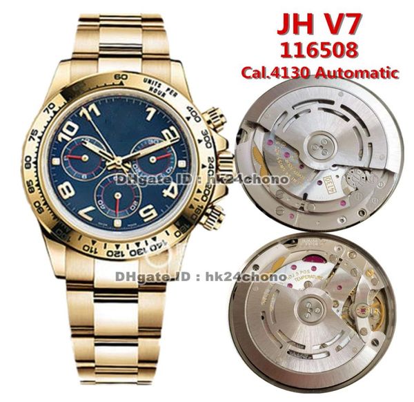 12 stili di alta qualità JH V7 40mm Cal4130 cronografo automatico orologio da uomo 116508 quadrante blu bracciale in oro giallo 18 carati orologio da uomo9850061