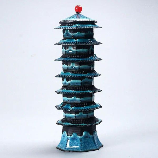 Set di articoli da tè Otto Treasure Tower Set da tè da viaggio Temmoku Smalto Teiere in ceramica Tazze e tazzine Teiera cinese per tazze da tè in una tazza