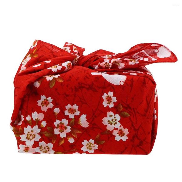 Louça Flores Furoshiki Bento Bolsa Toalha de mesa de viagem Tecido a granel Lenço japonês de fio torcido