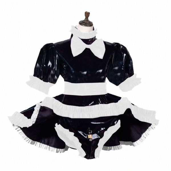 Sissy Dr Lockable Mulheres Roupas Calcinha Lolita Francês Maid Set Cosplay Trajes Plus Size S-7XL w3mX #