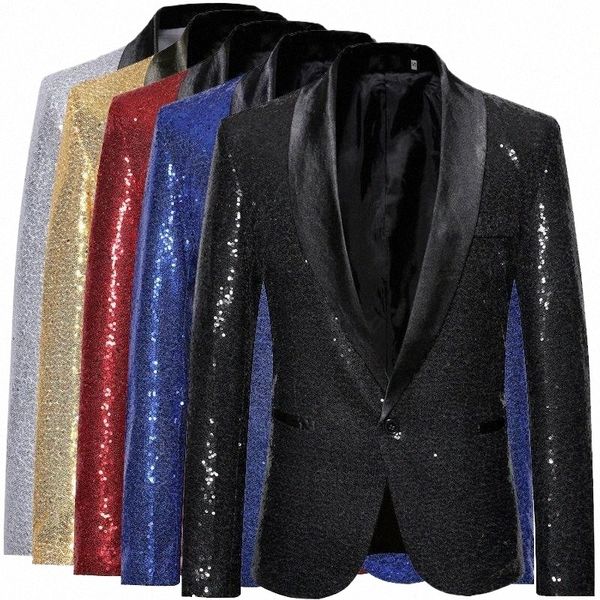 1 pc Men Fi Requintado Lantejoulas Persalizado Terno Casaco Stage Performance Light Luxo All-Match Multicolor Suit Top m3GE #