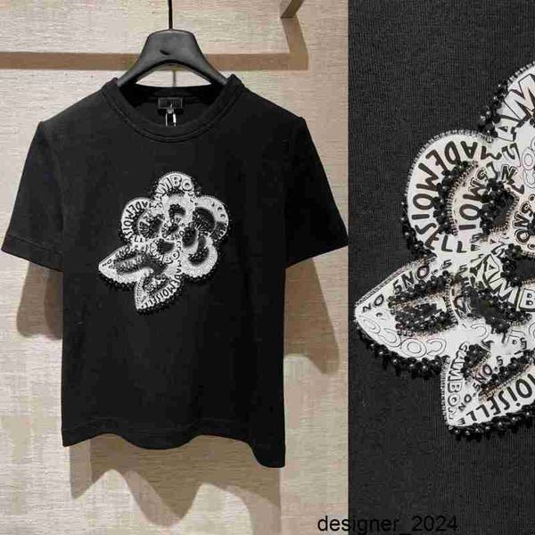 Designer Correct Edition ~ 2024SS Primavera Estate New Heavy Industry Nail Bead Nail Diamond Cotton T-shirt nera a maniche corte Ultra Heavy Industry 9812# 93ZE