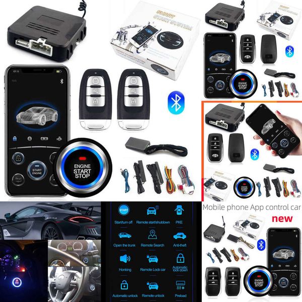 Atualizar novo kit de parada de partida remota bluetooth telefone móvel controle app motor ignição tronco aberto pke entrada keyless alarme carro