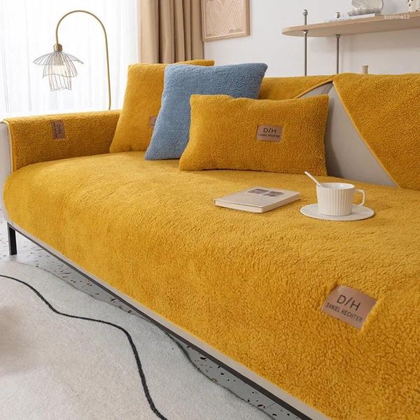 Cadeira cobre inverno sofá de pelúcia almofada engrossar berber velo assento toalha antiderrapante tapete moderno l canto capa de sofá sala de estar decoração de casa