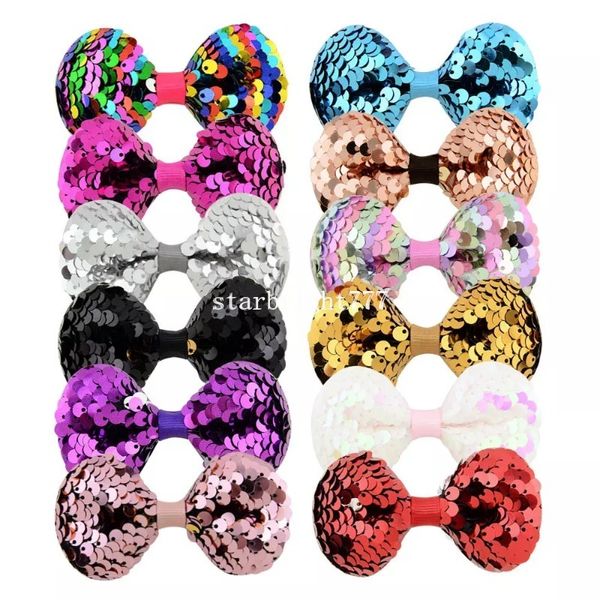 Neonate Fiocco Glitter Barrettes Bambini Bambini Bambino Lucido Paillette Forcine Clip con denti in metallo Clip Boutique Archi Accessori per capelli