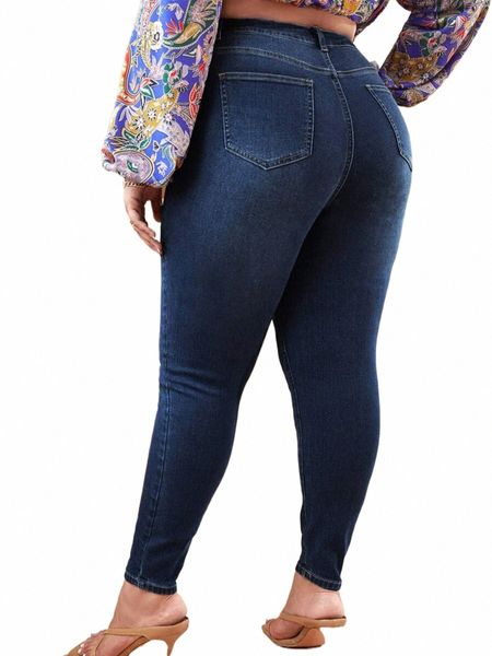 Plus Size Jeans skinny per le donne Pantaloni in denim elasticizzato a vita alta Jeans mamma Pantaloni a matita Pantaloni comfort casual Oversize K1yP #