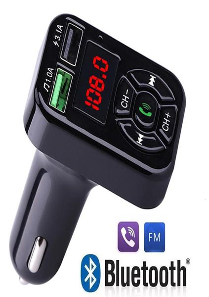 FM-адаптер A9 Bluetooth Автомобильное зарядное устройство FM-передатчик с двойным USB-адаптером Ручной MP3-плеер Поддержка TF-карты для телефона Universal6746782