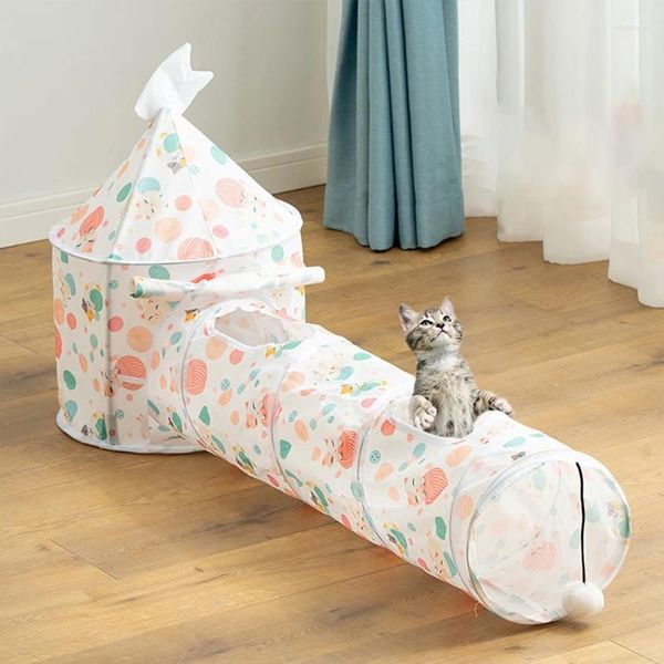 Transportadores de gatos Dobráveis Tubo de túnel para gatos Brinquedo Peek Hole Tenda Casa para manter o animal de estimação longe do tédio