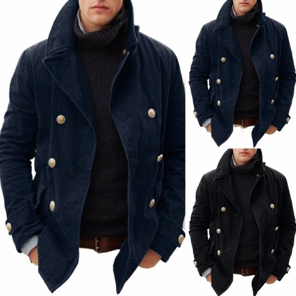 Jaquetas de inverno para homens LG Men Tan Coat Trench Mens Cor sólida Jaqueta aberta Casaco de chuva Homens Cam Ropa Hombre J2A1 #