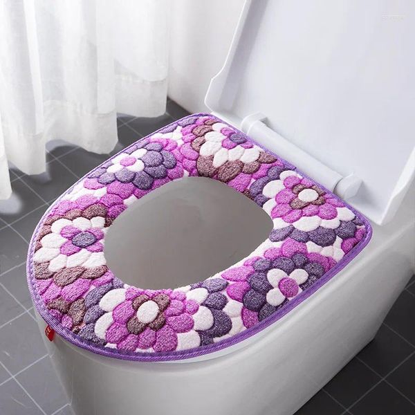 Tuvalet koltuğu kapaklar Yumuşak banyo closeool yıkanabilir ısıtıcı paspas pedi yastık