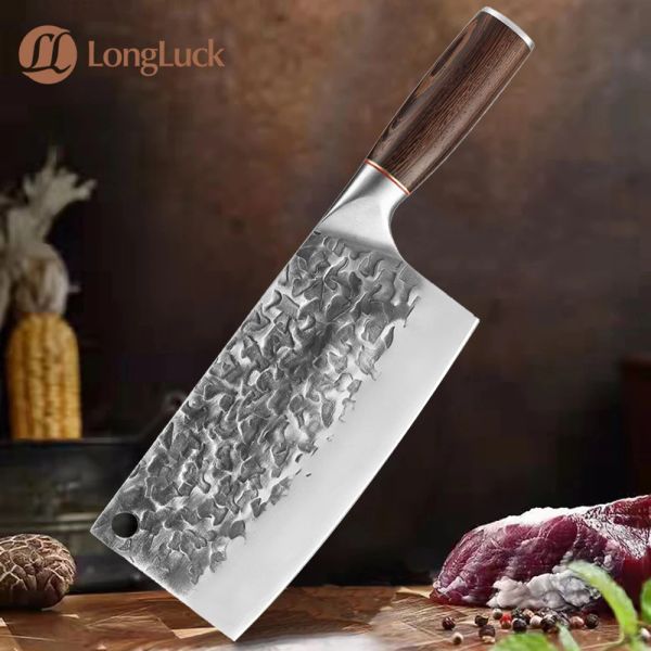 Coltello da mannaia cinese forgiato a mano in acciaio ad alto tenore di carbonio a lama larga da cucina coltello da chef per tagliare affettare macellaio coltello da macellazione