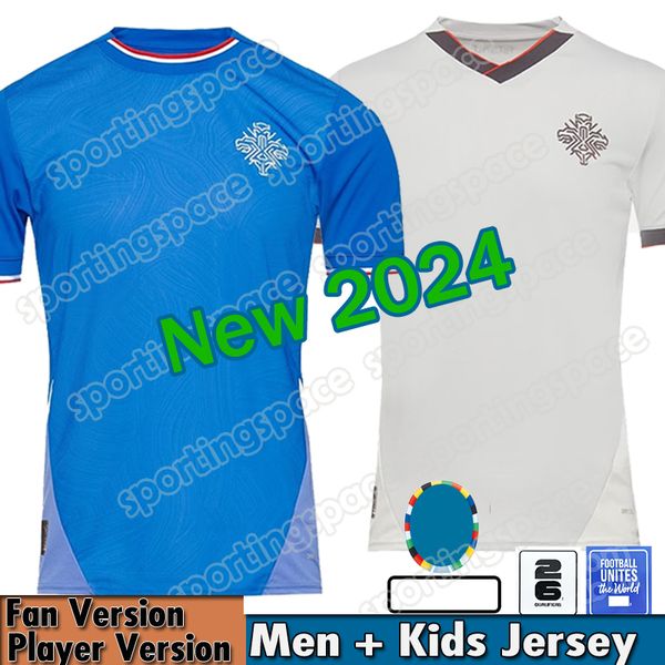 2024 Islândia Futebol Jerseys Clube Conjuntos Completos Seleção Nacional Islandia Uniforme Masculino Home Foot Equipe Away Branco GUDJOHNSEN R SIGURDSSON FINNBOGASON Camisas de Futebol