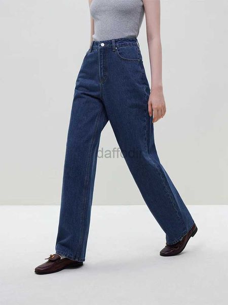 Женские джинсы FSLE, потертые прямые джинсы в стиле ретро для женщин, осень/зима 2023, новые брюки, синие повседневные свободные женские джинсы с высокой талией 24328