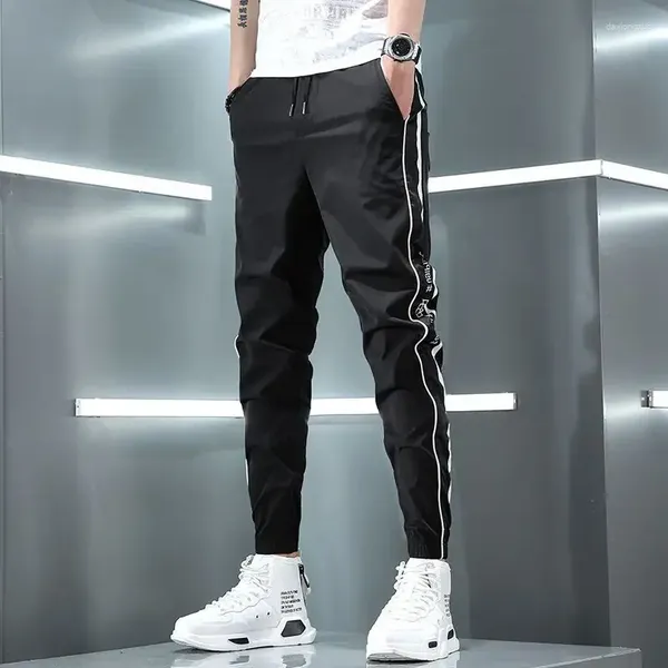 Calças masculinas casual homem secagem rápida calças de bolso magro para homens magro ajuste moda y2k tendência streetwear harajuku verão