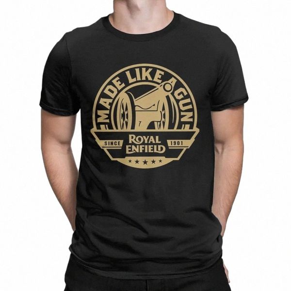 Homens Royal Enfields Motocicleta Camisetas Feito Como Uma Arma 100% Cott Roupas Incrível Manga Curta O Pescoço Camiseta Festa T-Shirts F3cP #