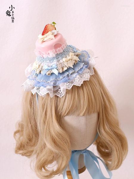 Berets Original Lolita Handmade Pink Blue Lace Anthony Cake Billycock Cute Sweet Lo Dress Up