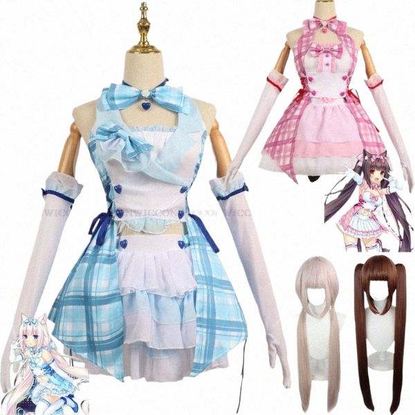 Anime Gioco NEKOPARA Vanilla Chocola Costume Cosplay Parrucca Lattice Cameriera Abbigliamento Bella Dr Donna Sexy Kawaii Halen Suit f7gd #