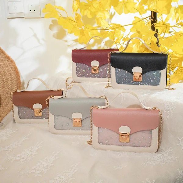 Tasche Mode Trendy Kleine Koreanische Stil Transparent frauen Schulter Casual Schloss Gepatcht Mädchen der Quadratische Klappe