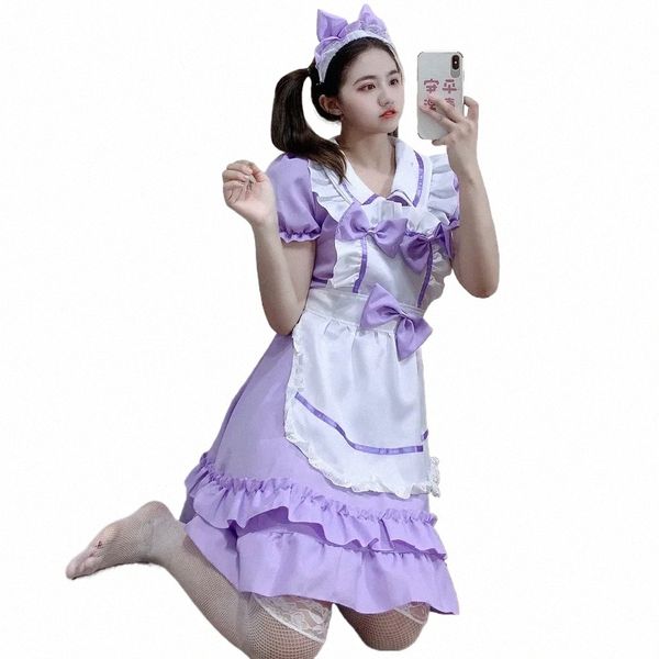 Sweet Lolita OP Maid Dr lila Soft Girl Frauen Uniform Princ Dres Kawaii Kostüm O8lm #