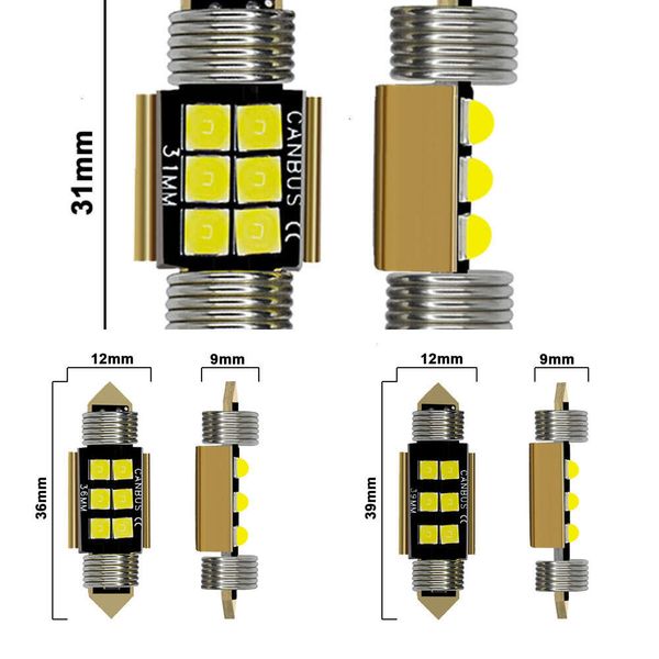 Aggiornamento Aggiornamento 2019 C5w Festone LED Lampadina Canbus 31Mm 36Mm 39Mm 41Mm C10w Luce LED Nessun Errore 12V 6000K Bianco Lampada Targa Interna Auto