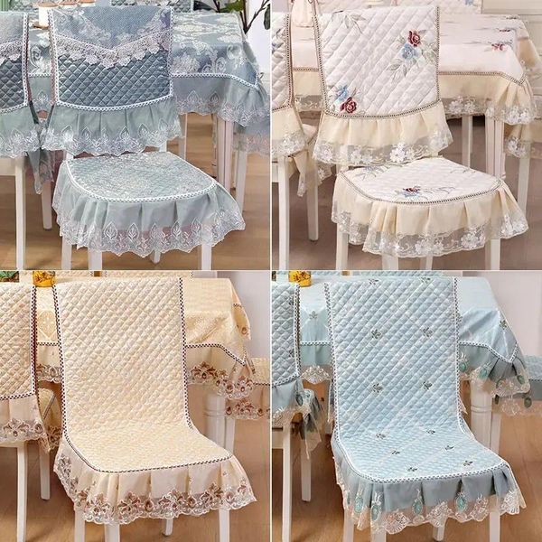 Coprisedie Modello Jacquard Copertura da pranzo Antiscivolo Bordo squisito Cuscino del sedile in pizzo Decorativo Integrato Uso domestico 4 stagioni