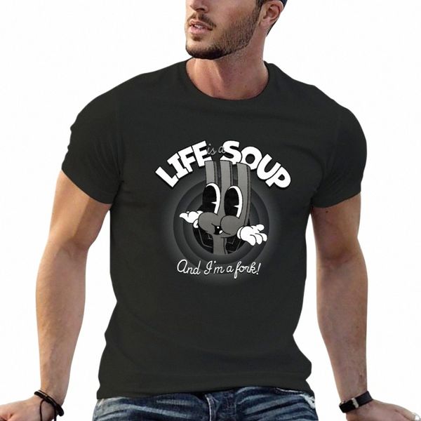 a vida é uma sopa e eu sou um garfo!Camiseta simples plus size fãs de esportes camisetas masculinas altas p9Ku #